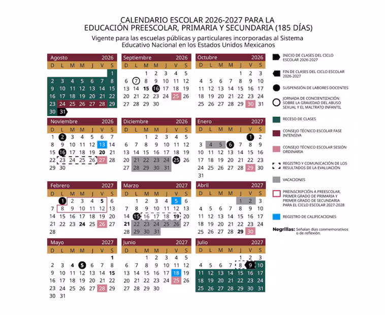 SEP prepara el calendario escolar 2026-2027, presenta borrador con fechas de clases y vacaciones.