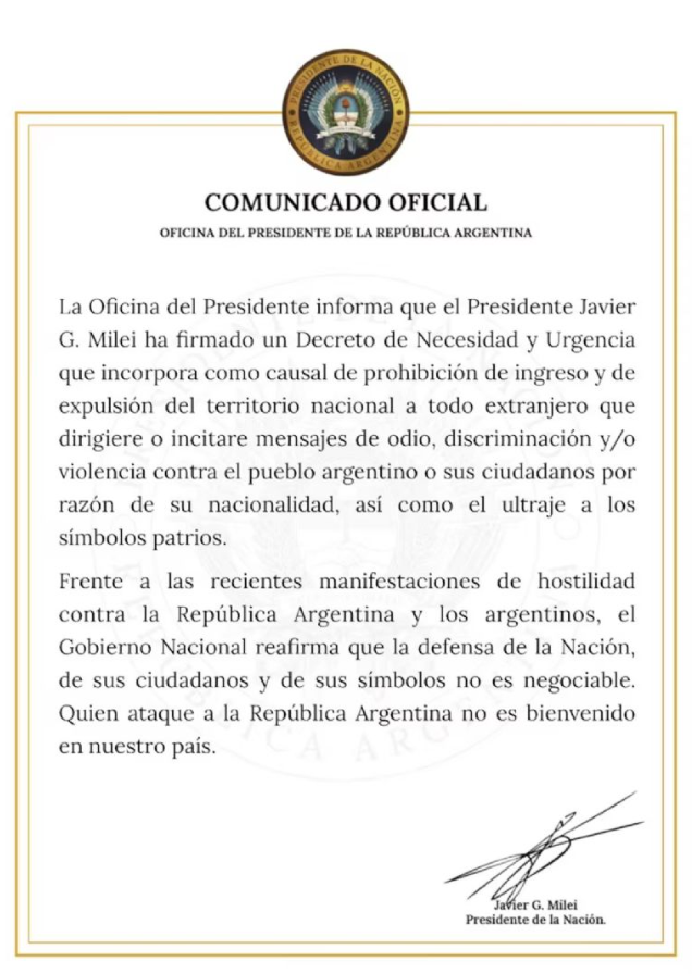 Milei publica decreto