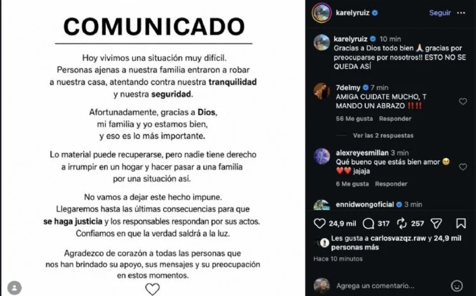 Karely Ruiz lanza comunicado