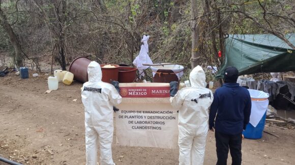Marina desactiva narcolaboratorio en Sinaloa y asegura 700 kilos de producto terminado