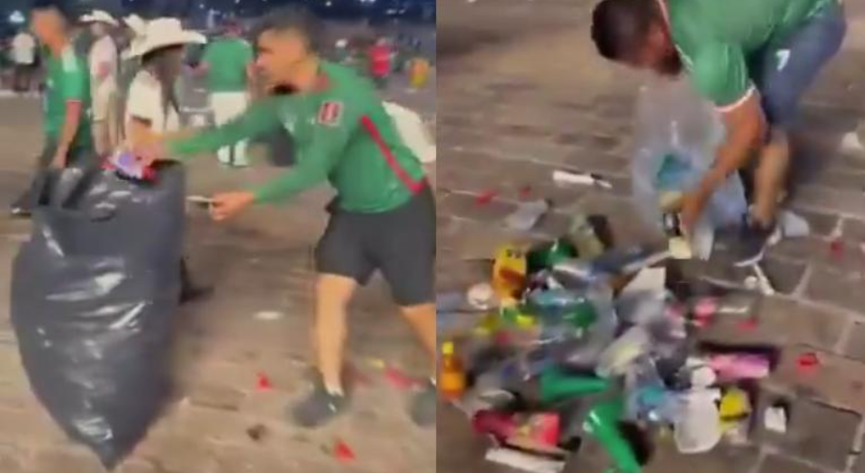 Aficionados recogieron basura al término del México-Inglaterra
