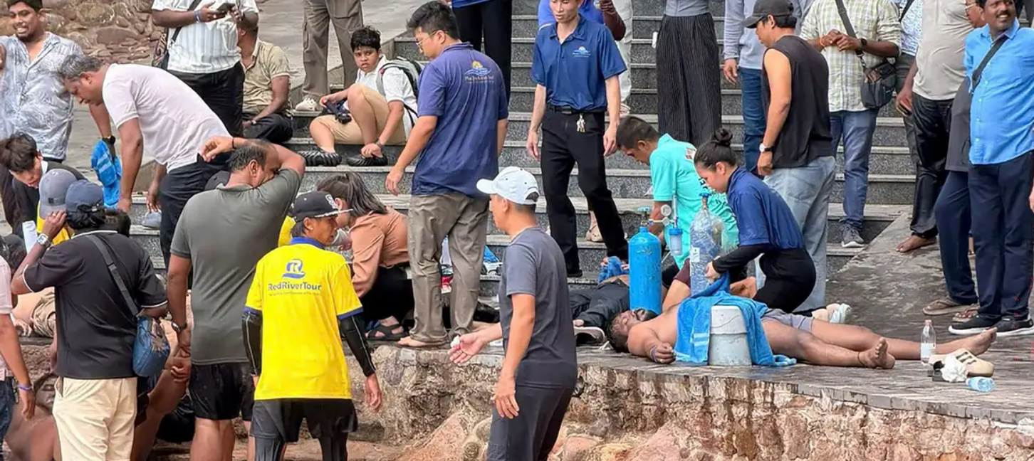 Barco turístico se volcó frente a la isla de Phu Quoc en Vietnam