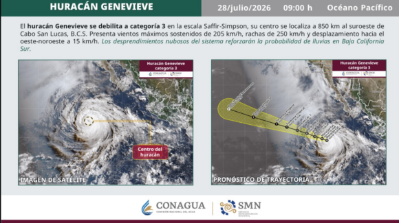 Huracán ‘Genevieve’ ahora categoría 3 en el océano Pacífico provocará lluvias en estos estados