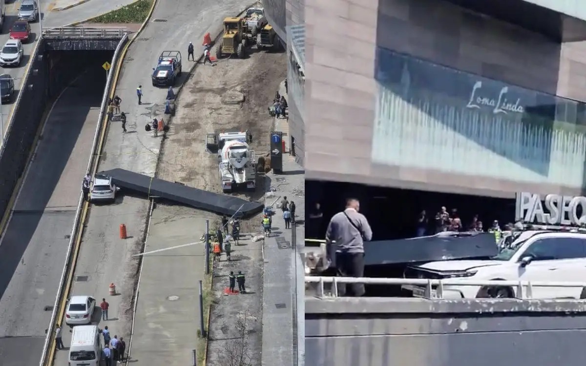 Colapso de estructura en bulevar Interlomas en Edomex deja un fallecido y carga vehicular