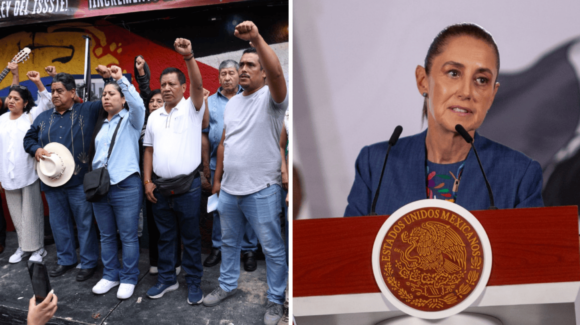 Sheinbaum recibe a la Sección 22 de la CNTE en Palacio Nacional; despliegan operativo policial