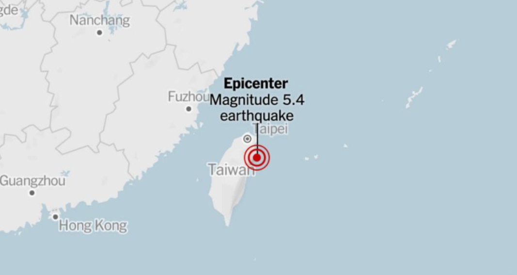 Sismo de 5.5 sacude las costas de Taiwán