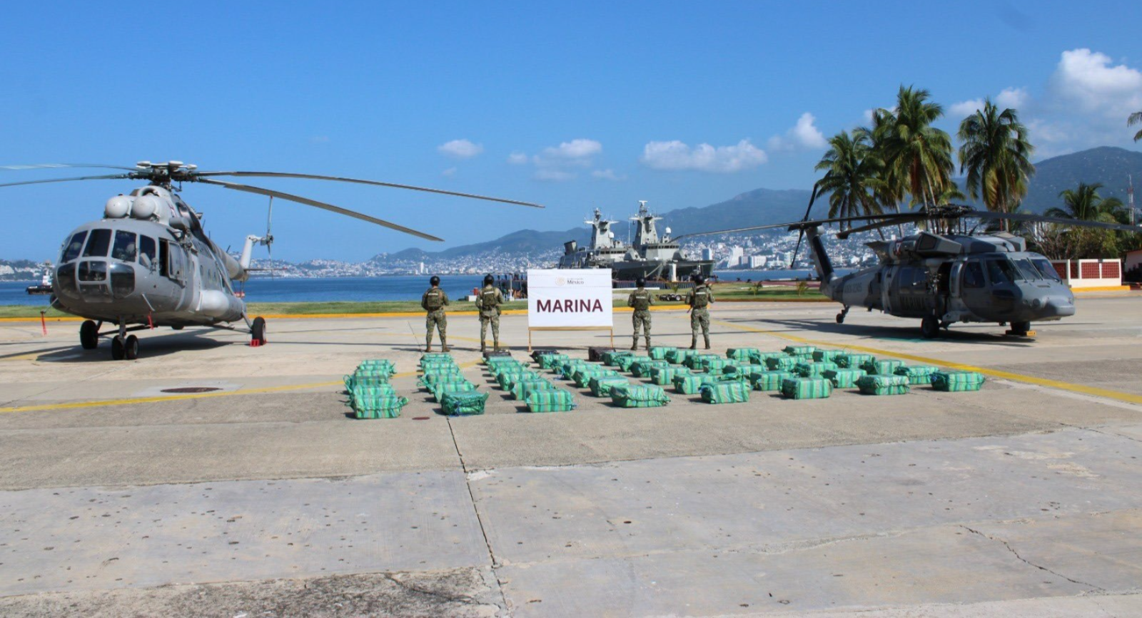 La Secretaría de Marina decomisa 1.9 toneladas de cocaína en Guerrero en operativo del Pacífico.