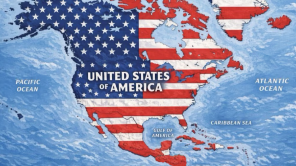 Trump publica mapa donde aparece México, Canadá, Centroamérica, Cuba y Groenlandia cubierto por la bandera de EU