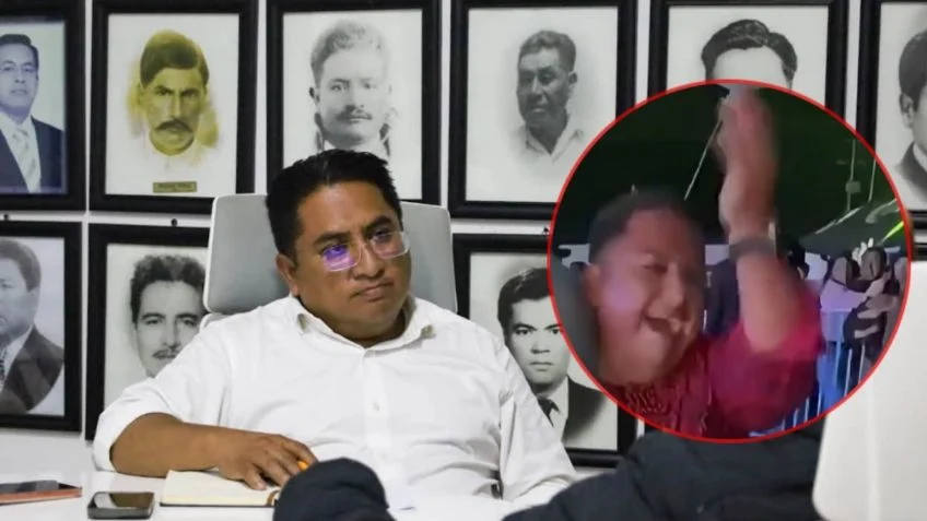 Captan a alcalde de Juan C. Bonilla nalgueando a una mujer durante festejo en Puebla.