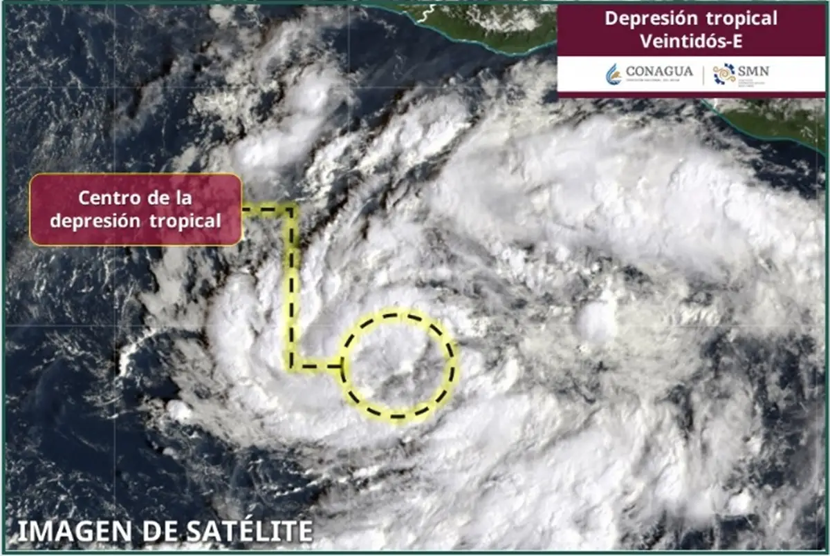 Se forma la Depresión Tropical 22-E al sur de Acapulco; podría convertirse en huracán ‘Vance’ el viernes