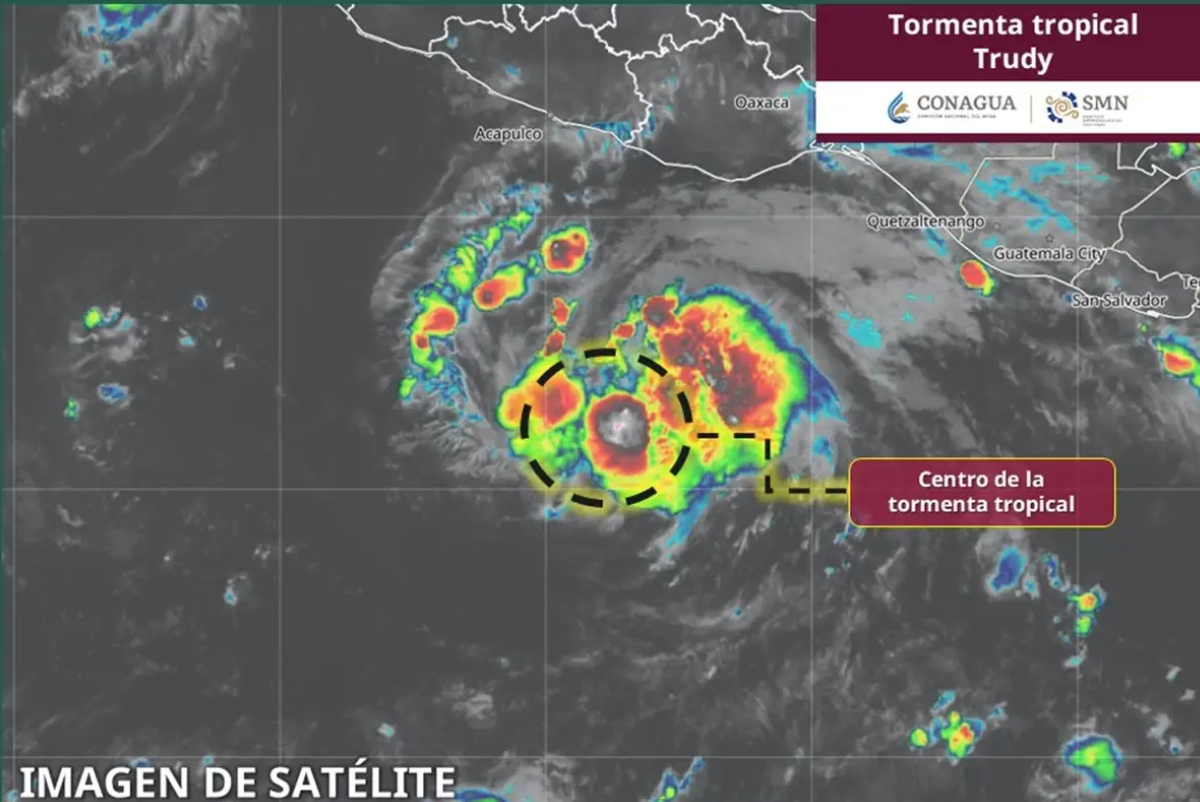Tormenta tropical ‘Trudy’ se fortalece y amenaza con lluvias intensas en estos estados