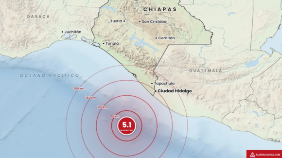 Sismo de magnitud 5.1 sacude las costas de Chiapas; autoridades descartan riesgo de tsunami