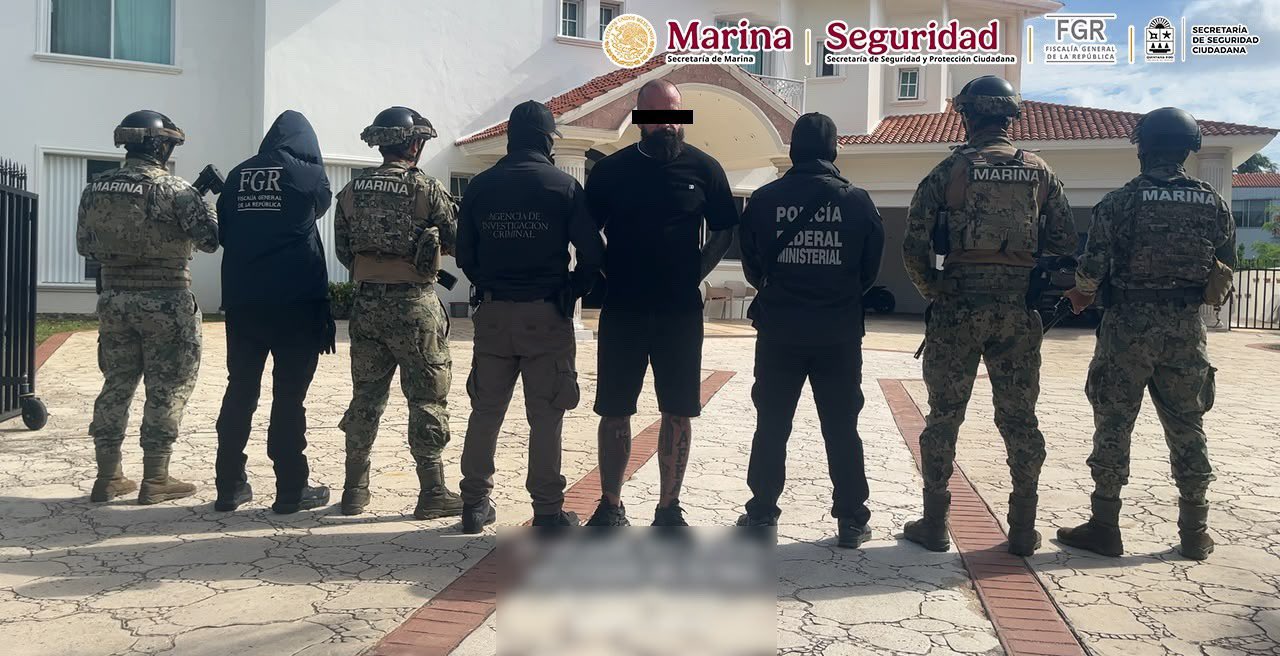 Detienen en Cancún a Robert ‘N’, alias ‘Rob’, presunto líder de Hells Angels; aseguran armas, marihuana y vehículos