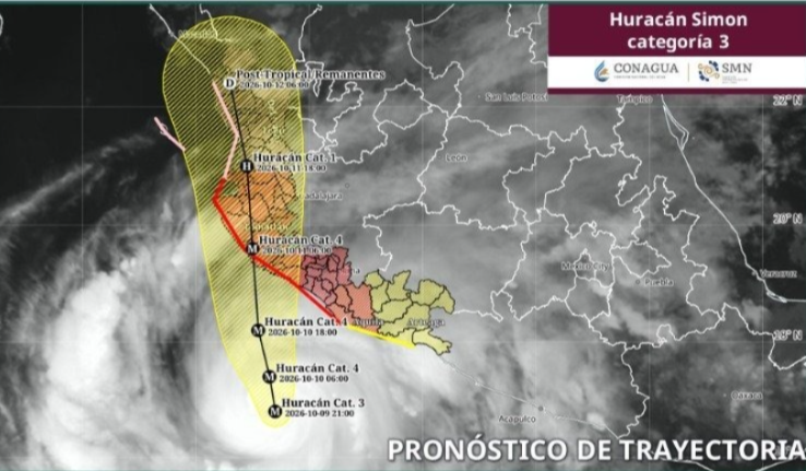 Huracán ‘Simon’ alcanza categoría 3 y amenaza con impactar las costas de México este fin de semana.