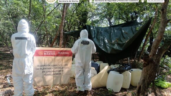 Marina localiza e inhabilita laboratorio clandestino de metanfetamina en Culiacán, Sinaloa
