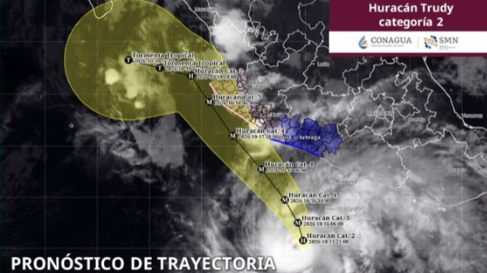 Huracán ‘Trudy’ alcanza categoría 2 frente a las costas de Guerrero y alerta por lluvias intensas