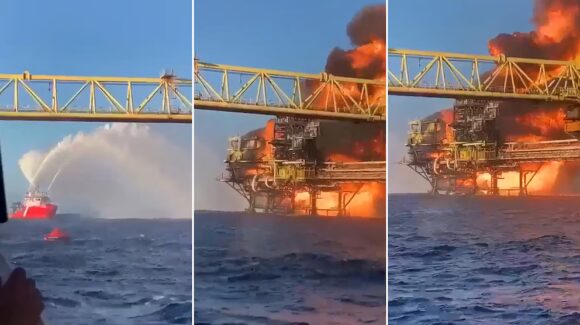 Incendio en plataforma Abkatún-H de Pemex en la Sonda de Campeche activa emergencia; no reportan lesionados