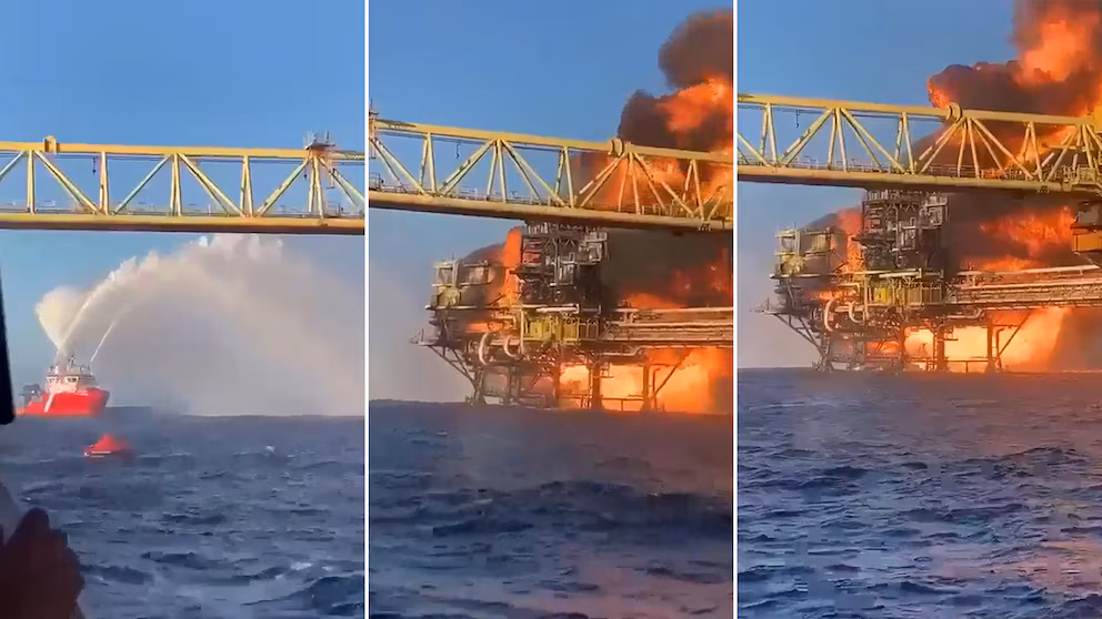 Incendio en plataforma Abkatún-H de Pemex en la Sonda de Campeche activa emergencia; no reportan lesionados